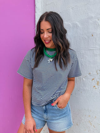 Jude Striped Tee-Navy