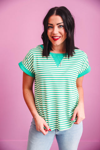 Tiffany Striped Top-Green