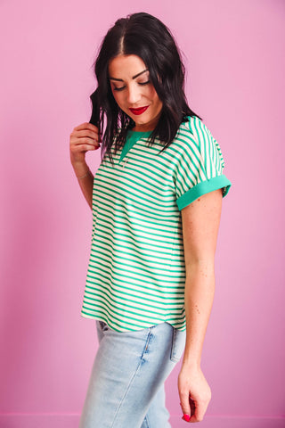 Tiffany Striped Top-Green