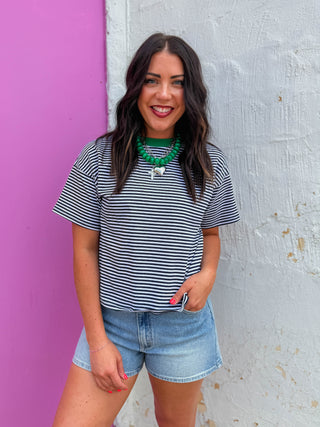 Jude Striped Tee-Navy