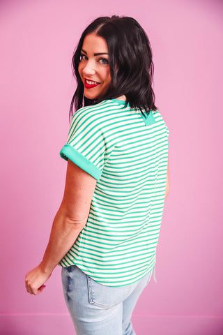 Tiffany Striped Top-Green