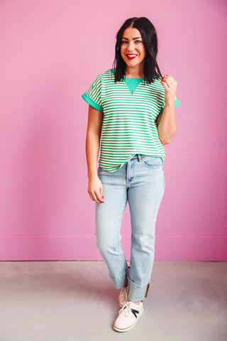 Tiffany Striped Top-Green