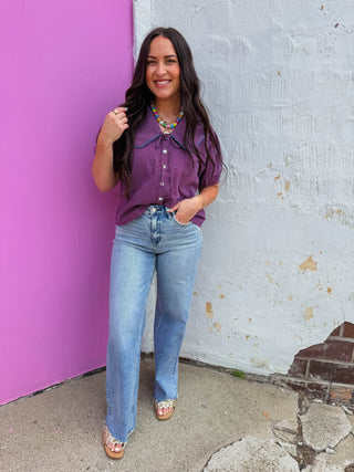 Katie Plaid Top-Red/Navy