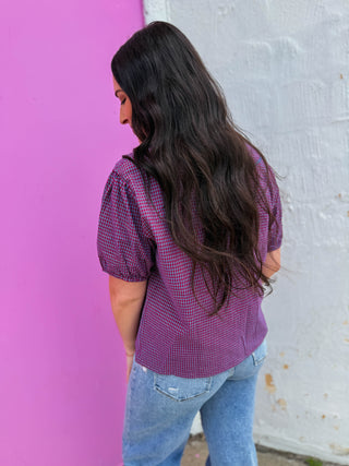 Katie Plaid Top-Red/Navy