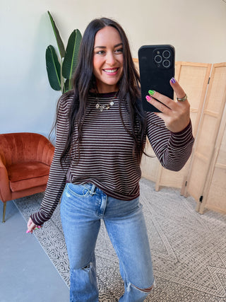 Mandy Striped Sweater-Dark Plum