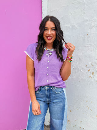 Megan Knit Top-Lavender