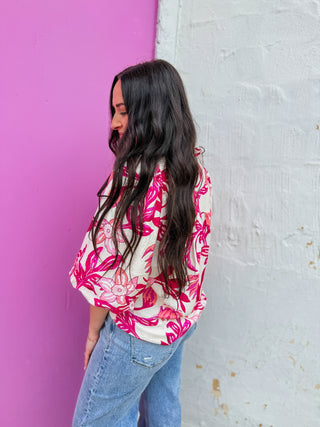 Melody Floral Top-Fuchsia