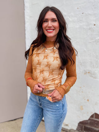 Stevie Lace Top-Mustard