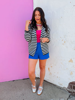 On The Line Cardigan-Charcoal