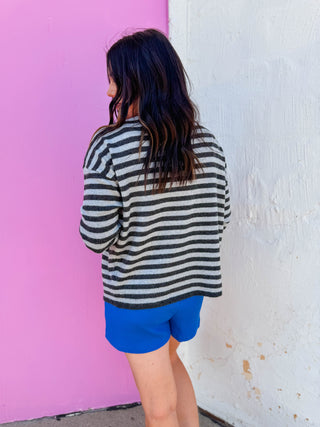 On The Line Cardigan-Charcoal