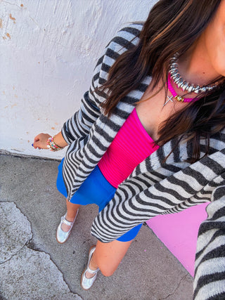 On The Line Cardigan-Charcoal
