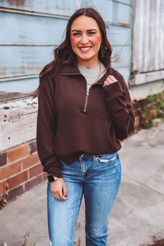 Owen Half Zip Pullover-Chocolate Brown