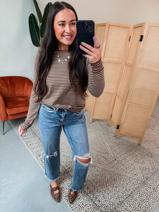 Mandy Striped Sweater-Caramel