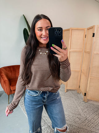 Mandy Striped Sweater-Caramel