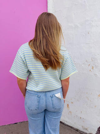 Signature Stripe Knit Top-Blue Lemonade
