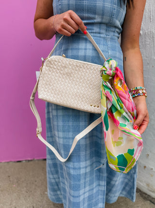 Harper Hobo Woven Shoulder Bag-Cream