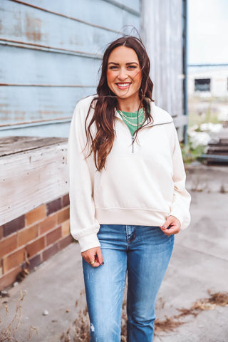 Owen Half Zip Pullover-Ivory