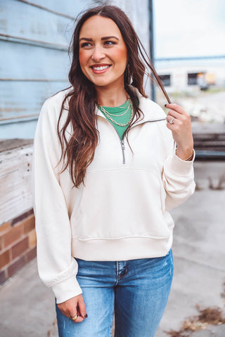 Owen Half Zip Pullover-Ivory