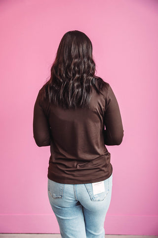 Karter Long Sleeve Top-Brown