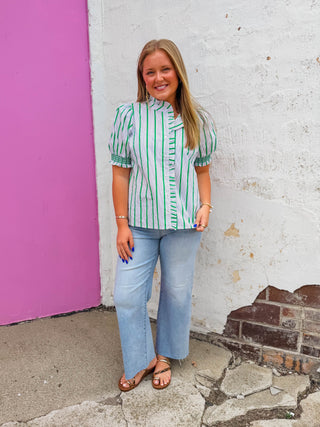 Traci Striped Top-Green