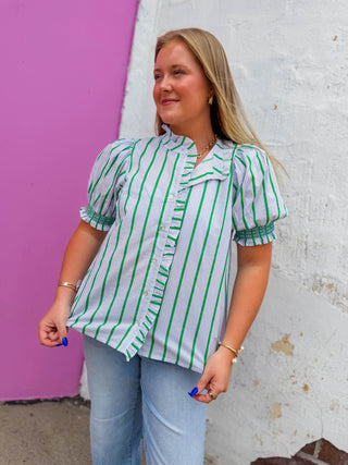 Traci Striped Top-Green
