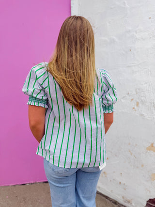 Traci Striped Top-Green