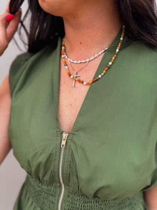 Candy Bead Dainty Gemstone Necklace-Fall Vibes