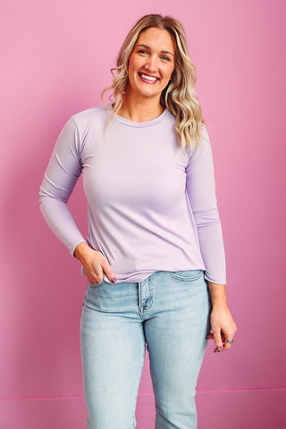 Karter Long Sleeve Top-Lilac