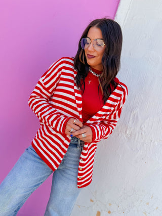 On The Line Cardigan-Red