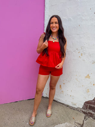 Summer Days Trouser Shorts-Red