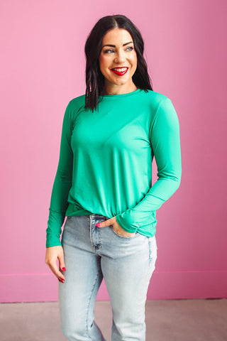 Karter Long Sleeve Top-Kelly Green