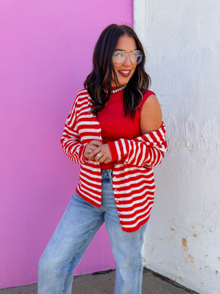 On The Line Cardigan-Red