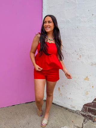 Summer Days Trouser Shorts-Red