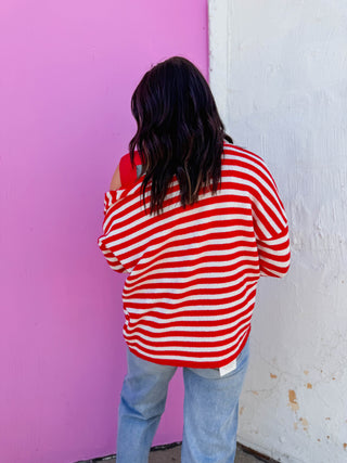 On The Line Cardigan-Red
