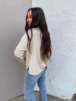 Remi Mock Neck Top-Ecru