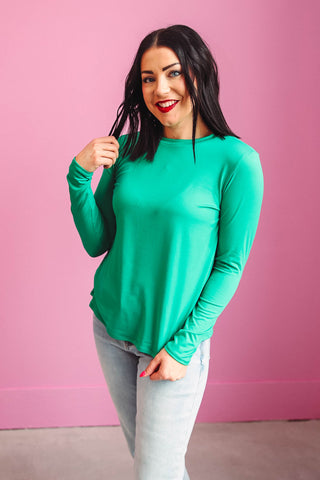 Karter Long Sleeve Top-Kelly Green