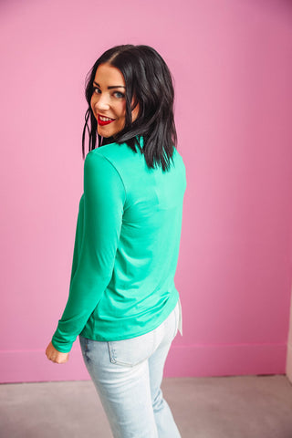 Karter Long Sleeve Top-Kelly Green