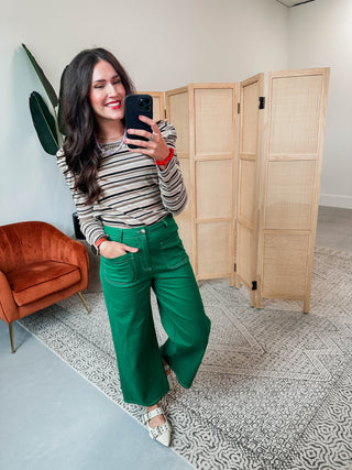 Evelyn Striped Top-Mocha/Black