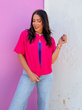 Lilly Cardigan-Bright Pink