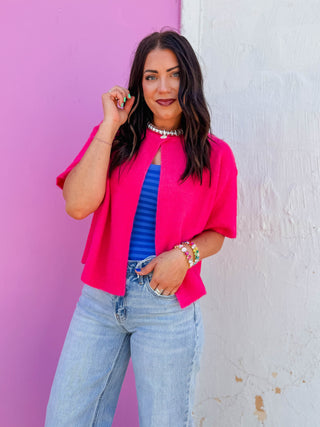 Lilly Cardigan-Bright Pink