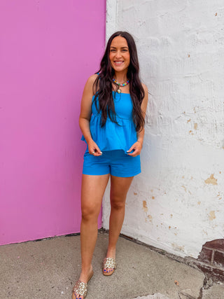 Summer Days Trouser Shorts-Blue