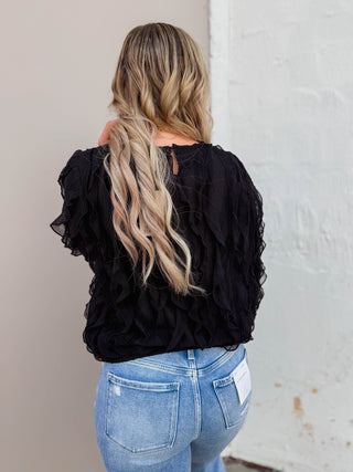 Gianna Ruffle Top-Black