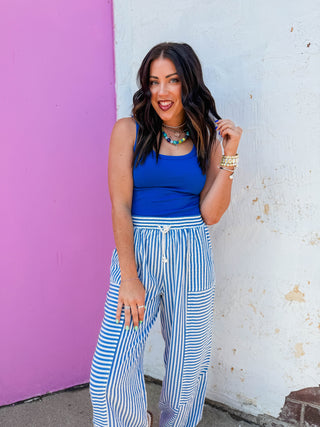 True Staple Ribbed Tank-Royal