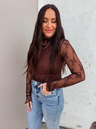 Stevie Lace Top-Black Coffee
