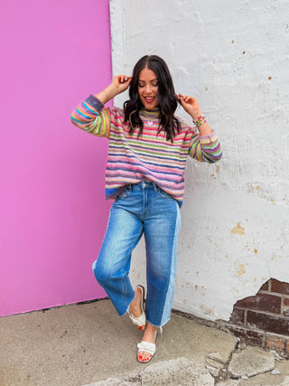 Briar High Rise Two Tone Barrel Denim