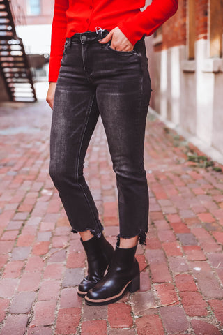 Tristin Mid Rise Crop Flare Denim