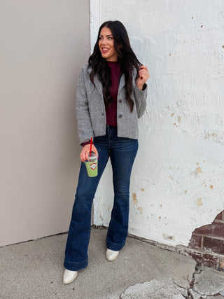 Remi Mock Neck Top-Burgundy