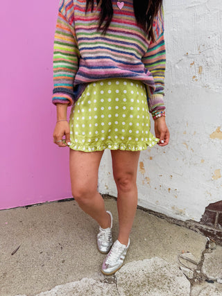 Jada Polka Dot Mini Skirt-Chartreuse