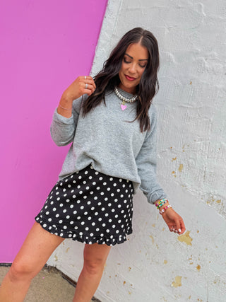 Jada Polka Dot Mini Skirt-Black