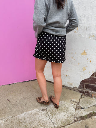 Jada Polka Dot Mini Skirt-Black